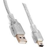 TeknoKapsül PM-18612 Şeffaf USB 2.0 A Erkek – Mini USB 5 Pin 3 Metre Veri Aktarım ve Şarj Kablosu