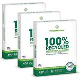 TeknoKapsül Printworks Yüzde 100 Geri Dönüşümlü Çok Amaçlı Kağıt, 9,1 Kg, 92 Parlak, 8,5 x 11 Inç, 3 Paket 400 Yaprak, Toplam 1200 Yaprak (00018-3), Beyaz