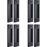 TeknoKapsül Products Iç Mekan Ahır Kapısı Gömme Sap Seti Montaj Donanımı ile - 4 Paket, Mat Siyah