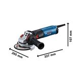 TeknoKapsül Professional Measurement Gws 17-125 S Açılı Taşlama Makinesi (1.700 Watt, Ilave Sap, Koruyucu Kapak, Klipsli Ayırma Koruma Kapağı, Toz Filtresi, Iki Delikli Anahtar, Tutma Flanşı, Germe Somunu) - Ahşap
