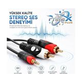 TeknoKapsül PX-AUX3R 3 Metre 3.5mm Aux To 2 Rca Ses Kablosu, Telefon Laptop Pc Tablet Ses Çıkışını Amfi Hoparlör Tv Ses Sistemine Bağlama Kablosu, Kırmızı Beyaz Rca Stereo Audio Kablo