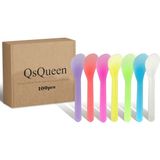 TeknoKapsül Qsqueen 100 Adet Makyaj Için Kozmetik Spatula Yüz Maskesi Plastik Kaşık Tek Kullanımlık Makyaj Araçları Karıştırma ve Örnekleme Için 4,88 Inç x 2,7 cm Rastgele Renk