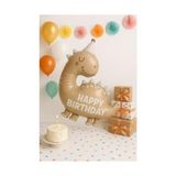 TeknoKapsül Retro Sevimli Dinazor Happy Birthday Yazılı Folyo Balon