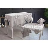 TeknoKapsül Salon Takımı 5 Parça Keten Dantelli Masa Örtüsü Runner Seti Çeyizlik Flowers Model No 9964 Kapiçino BZ-CKH593