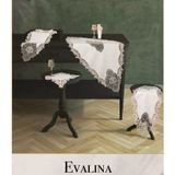 TeknoKapsül Salon Takımı 5 Parça Keten Dantelli Masa Örtüsü Runner Seti Evalina Model -Krem-Krem BZ-CKH584