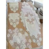 TeknoKapsül Salon Takımı Çeyizlik Krem Runner Set 5 Parça Keten Masa Örtüsü Runneri Lüx Evita BZ-CKH1954