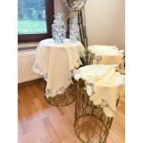 TeknoKapsül Salon Takımı Flowers Model Krem 5 Parça Keten Dantelli Runner Seti No 99325 BZ-CKH1360