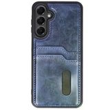 TeknoKapsül Samsung Galaxy A35 5G Uyumlu Kılıf Sara Kartvizitli Deri Kılıf - Lacivert BZ-8683140835835