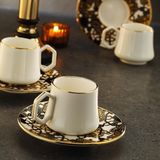 TeknoKapsül Sandro Moreno 1453 Burçlar Geometrik Gold 12 Parça Kahve Fincan Takımı Renkli 90ML