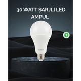 TeknoKapsül Şarjlı LED Ampul 30 Watt Soğuk Beyaz