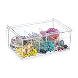 TeknoKapsül Şeffaf Kapaklı 6 Bölmeli Organizer Kutusu – Çay, Takı, Baharat, Aksesuar ve Küçük Eşyalar Için Düzenleyici Kutusu – 23×14×9 cm - -50 C