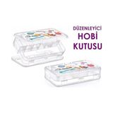 TeknoKapsül Şeffaf Plastik Bölmeli Çift Taraflı Hobi Dikiş Iğne Kutusu Düzenleyici Balıkçı Malzeme Saklama Orga