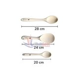 TeknoKapsül Sert Uçlu Dayanıklı Silikon Kaşık Seti, 28 cm / 24 cm / 20 Cm, Krem