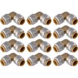 TeknoKapsül Sharkbite Max 1/2 Inç 90 Derece Dirsek, 12'li Paket, Pirinç Tesisat Armatürü, Pex Boru, Bakır, Cpvc, Pe-Rt, Hdpe, UR248