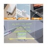 TeknoKapsül Shopexxtra LED Işıklı Şeffaf Çizim Tableti ve Yazı Tahtası - 30X20 Cm, Ayarlanabilir Standlı Akrilik Not Panosu, USB Güçlü Eğitici Çocuk Boyama Seti, 7 Renkli Kalem ve Temizleme Bezi Hediyeli - Beyaz - Şeffaf