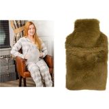 TeknoKapsül Sicak Su Torbasi Yan Cepli Bej Peluş Termofor 27X17X2CM 1 Litre