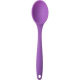 TeknoKapsül Silikon Servis Yemek Hazırlama Kaşığı, Yumuşak Uç, Komple Silikon, 27 Cm, Mor Kaşık, Yanmaz Yapı