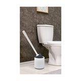 TeknoKapsül Silikon Wc Tuvalet Banyo Fırçası Klozet Fırçası Beyaz-Gri Oval