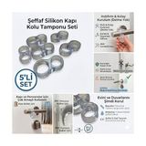 TeknoKapsül Silikonlu Kapı Pencere Kolu Tamponu, Şeffaf, Seti, 5'li Set, Duvar Koruyucu