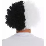 TeknoKapsül Siyah Beyaz Kıvırcık Afro Bonus Peruk Taraftar Bonus Saç