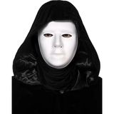 TeknoKapsül Siyah Kapüşonlu 120 cm Pelerin ve Beyaz Boyanabilir Tam Yüz Maske