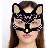 TeknoKapsül Siyah Renk Süet Kaplama Üzeri Sarı Pembe Simli Kedi Maskesi 17X14 cm - 0 - Siyah