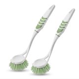 TeknoKapsül Softon Ergonomik Lavabo ve Mutfak Temizlik Fırçası - 2’li Set - Çok Amaçlı Bulaşık, Tezgah ve Banyo Fırçası - Kaymaz Saplı, Dayanıklı Kıl Yapısı (7,5 x 6,5 x 29 Cm)