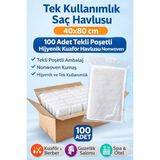 TeknoKapsül Tek Kullanımlık Saç Havlusu 40X80 cm 100 Adet Tekli Poşetli Hijyenik Kuaför Havlusu Nonwoven