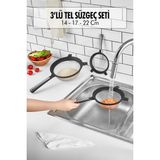 TeknoKapsül Tencereye Takılabilen 3'lü Tel Süzgeç Seti (14CM-17CM-22CM)