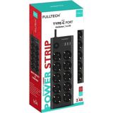 TeknoKapsül Termal Akım Korumalı 10'lu Priz, 3x Usb, 1x Type-C Giriş, Dayanıklı, Grup Priz, Çoklu Uzatma Kablo, Siyah, Ftr-14 - 1 Adet - Ahşap