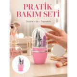 TeknoKapsül Tırnak Bakım Manikür Pedikür Seti 4 Parça Pembe Ev ve Seyahat Uyumlu Yeni Nesil LS-UCZZZ4LMANKRSET-14-3434