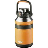 TeknoKapsül Tkk Mega Boy 1500ML Pipetli/pipetsiz Kullanım Askılı Paslanmaz Çelik Termos Matara (Turuncu)