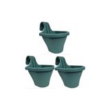 TeknoKapsül Tom1 Askılı Balkon Saksı Seti, 20 cm Boy, 3 Litre Hacim, 3 Adet Yeşil
