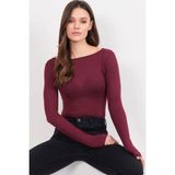 TeknoKapsül Trend Alaçatı Stili Bordo Kayık Yaka Kaşmir Dokulu Transparan Bluz ALC-X14794 - Gri