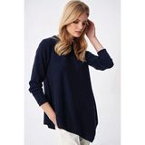 TeknoKapsül Trend Alaçatı Stili Lacivert Asimetrik Kesim Tunik ALC-X5261 - Mavi