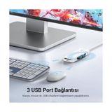 TeknoKapsül Type-C To 3.0 Tf Sd Kart Okuyucu 3 Portlu USB 3.0 Çoklayıcı Adaptör Beyaz - Option-1