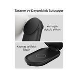 TeknoKapsül Ultracharge Magsafe Uyumlu 2’si 1 Arada Qi2 25W Kablosuz Şarj Istasyonu, iPhone 16, Airpods, Pixelsnap, Dönüştürülebilir Masaüstü Standı, Usb-C Portlu, 45W Adaptör, Siyah