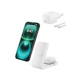 TeknoKapsül Ultracharge Magsafe Uyumlu 2’si 1 Arada Qi2 25W Kablosuz Şarj Istasyonu, iPhone 17, Airpods, Pixelsnap, Dönüştürülebilir Masaüstü Standı, Usb-C Portlu, 45W Adaptör, Beyaz