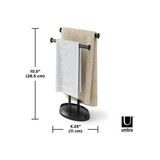 TeknoKapsül Umbra Palm Lavabo Için Havlu Askısı, Serbest Duran Havlu Askısı, Iki Kollu Metal Takı Koyma Yeri Ile, Siyah, Standart Boyut