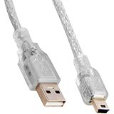 TeknoKapsül USB 2.0 Şeffaf 5 Metre USB Am Mini 5 Pin Kablo