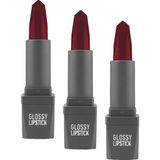 TeknoKapsül Uzun Süre Kalıcı Yoğun Renk Veren Nemlendirici Parlak Ruj - Glossy Lipstick 322 Cranberry (3 Paketi