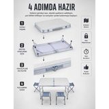 TeknoKapsül Valiz Tipi Katlanabilir Piknik Masası 4 Tabureli Taşınabilir Kamp Masası -
