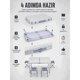 TeknoKapsül Valiz Tipi Katlanabilir Piknik Masası 4 Tabureli Taşınabilir Kamp Masası AB3-AKYI-333226