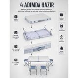 TeknoKapsül Valiz Tipi Katlanabilir Piknik Masası 4 Tabureli Taşınabilir Kamp Masası LS-UCZZ4SANDALYEKAMPMASA-2-3434