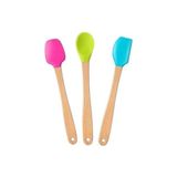 TeknoKapsül Valletta 3'lü Renkli Bambu Saplı Silikon Spatula Seti Uzun 26CM