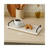 TeknoKapsül Veya Siyah Metal Saplı Mermer Sunum Tepsisi – 40X15 cm Dikdörtgen Servis Tepsisi, Şık Sofra, Kahve, Peynir ve Tatlı Sunumları Için (Siyah) - Kestane Akaju - Option-1