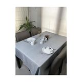 TeknoKapsül Vi Ihlamur Keten Görünümlü, Su Geçirimsiz, Kayma Yapmayan Premium Masa Örtüsü (145 cm x 220 Cm, Gri)