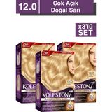 TeknoKapsül Wella Koleston Supreme Kit Saç Boyası 12/0 Çok Açık Doğal Sarı X3 Adet