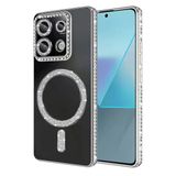 TeknoKapsül Xiaomi Redmi Note 13 Pro 4G Uyumlu Joke Simli Magneticsafe Kılıf - Gümüş BZ-8683140894986