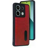 TeknoKapsül Xiaomi Redmi Note 13 Pro 4G Uyumlu Kılıf Sara Kartvizitli Deri Kılıf - Kırmızı BZ-8683140835972